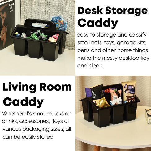Alink Classroom Caddy Storage Basket مع مقبض ، 6 عبوات من مكتب الفنون البلاستيكية Caddy 4 Compartments for Kids ، Pency ، Crayon ، Marker ، Schools - Clear in Saudi Arabia