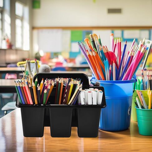 Alink Classroom Caddy Storage Basket مع مقبض ، 6 عبوات من مكتب الفنون البلاستيكية Caddy 4 Compartments for Kids ، Pency ، Crayon ، Marker ، Schools - Clear in Saudi Arabia