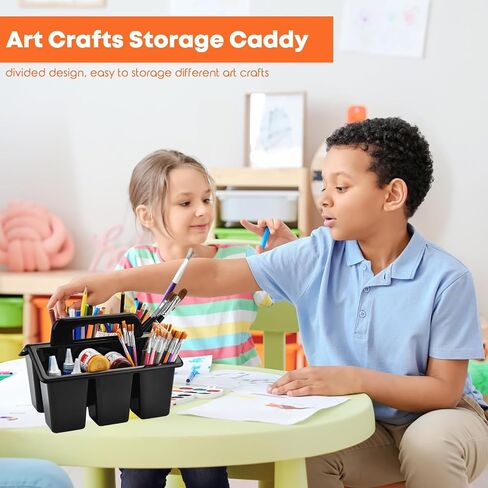 Alink Classroom Caddy Storage Basket مع مقبض ، 6 عبوات من مكتب الفنون البلاستيكية Caddy 4 Compartments for Kids ، Pency ، Crayon ، Marker ، Schools - Clear in Saudi Arabia