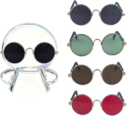 نظارات لدمى لابوبو ， 4 أزواج من النظارات المصغرة المخصصة بحجم 2.8 بوصة (7 سم) ، مناسبة للدمى من 3.94-6.7 بوصة (10-17 سم) ، والأطر المعدنية ، والوردي ، والأزرق ، والأصفر ، والأرجواني in Kuwait