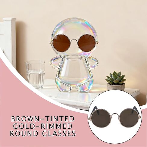 نظارات لدمى لابوبو ， 4 أزواج من النظارات المصغرة المخصصة بحجم 2.8 بوصة (7 سم) ، مناسبة للدمى من 3.94-6.7 بوصة (10-17 سم) ، والأطر المعدنية ، والوردي ، والأزرق ، والأصفر ، والأرجواني in Kuwait