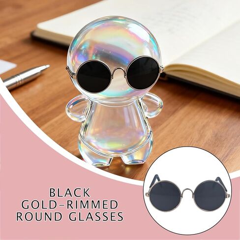 نظارات لدمى لابوبو ， 4 أزواج من النظارات المصغرة المخصصة بحجم 2.8 بوصة (7 سم) ، مناسبة للدمى من 3.94-6.7 بوصة (10-17 سم) ، والأطر المعدنية ، والوردي ، والأزرق ، والأصفر ، والأرجواني in Kuwait