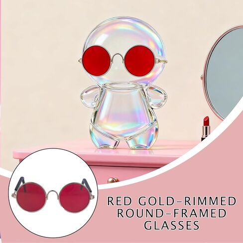 نظارات لدمى لابوبو ， 4 أزواج من النظارات المصغرة المخصصة بحجم 2.8 بوصة (7 سم) ، مناسبة للدمى من 3.94-6.7 بوصة (10-17 سم) ، والأطر المعدنية ، والوردي ، والأزرق ، والأصفر ، والأرجواني in Kuwait