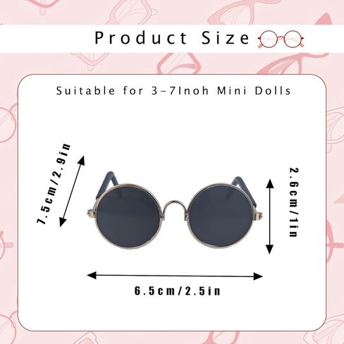 نظارات لدمى لابوبو ， 4 أزواج من النظارات المصغرة المخصصة بحجم 2.8 بوصة (7 سم) ، مناسبة للدمى من 3.94-6.7 بوصة (10-17 سم) ، والأطر المعدنية ، والوردي ، والأزرق ، والأصفر ، والأرجواني in Kuwait