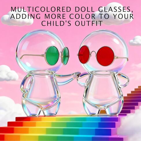 نظارات لدمى لابوبو ， 4 أزواج من النظارات المصغرة المخصصة بحجم 2.8 بوصة (7 سم) ، مناسبة للدمى من 3.94-6.7 بوصة (10-17 سم) ، والأطر المعدنية ، والوردي ، والأزرق ، والأصفر ، والأرجواني in Kuwait