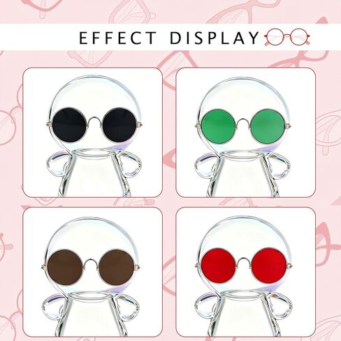 نظارات لدمى لابوبو ， 4 أزواج من النظارات المصغرة المخصصة بحجم 2.8 بوصة (7 سم) ، مناسبة للدمى من 3.94-6.7 بوصة (10-17 سم) ، والأطر المعدنية ، والوردي ، والأزرق ، والأصفر ، والأرجواني in Kuwait