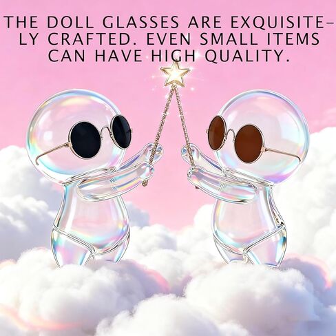 نظارات لدمى لابوبو ， 4 أزواج من النظارات المصغرة المخصصة بحجم 2.8 بوصة (7 سم) ، مناسبة للدمى من 3.94-6.7 بوصة (10-17 سم) ، والأطر المعدنية ، والوردي ، والأزرق ، والأصفر ، والأرجواني in Kuwait