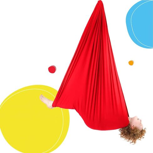 أرجوحة العلاج الحسية من دريم جيم - أرجوحة علاجية كبيرة جدًا - 95% قطن - أرجوحة ضغط زرقاء للتوتر، وعامل الوقاية من أشعة الشمس والقلق، تتضمن أجهزة in Kuwait