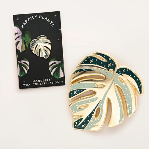 الأصلي - دبوس طية صدر السترة على شكل كوكبة Monstera Deliciosa التايلاندية المتنوعة، Albo Variegata، هدايا نباتية، دبوس أوراق نبات المينا (Albo Variegata) in Kuwait