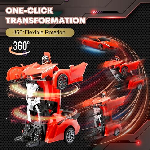 سيارة التحكم عن بُعد ، ألعاب تحويل الروبوت للأولاد من 3 إلى 8 سنوات ، سيارة RC قابلة للشحن مع الأضواء ، و 2.4 جيجا هرتز تشوه سيارة 360 درجة سباق المقياس 1:18 تحويل سيارات الأطفال هدايا عيد ميلاد عيد ميلاد in Kuwait