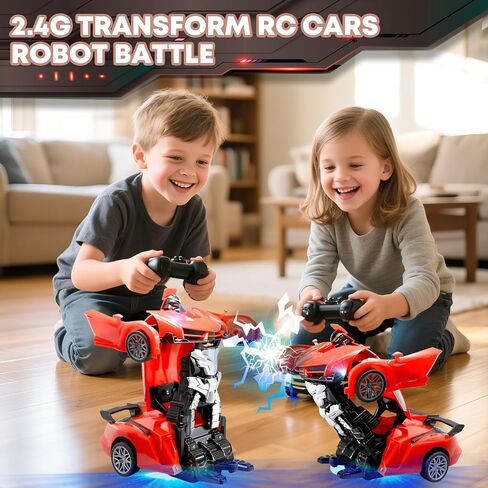 سيارة التحكم عن بُعد ، ألعاب تحويل الروبوت للأولاد من 3 إلى 8 سنوات ، سيارة RC قابلة للشحن مع الأضواء ، و 2.4 جيجا هرتز تشوه سيارة 360 درجة سباق المقياس 1:18 تحويل سيارات الأطفال هدايا عيد ميلاد عيد ميلاد in Kuwait