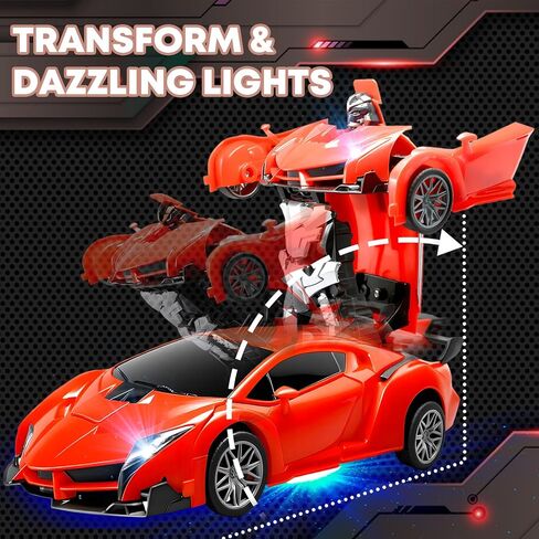سيارة التحكم عن بُعد ، ألعاب تحويل الروبوت للأولاد من 3 إلى 8 سنوات ، سيارة RC قابلة للشحن مع الأضواء ، و 2.4 جيجا هرتز تشوه سيارة 360 درجة سباق المقياس 1:18 تحويل سيارات الأطفال هدايا عيد ميلاد عيد ميلاد in Kuwait