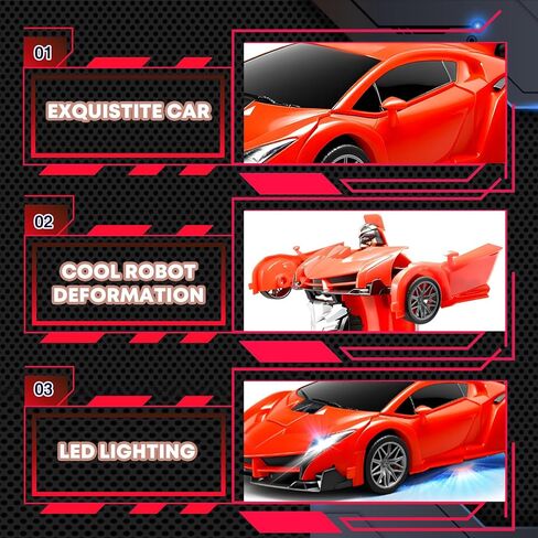 سيارة التحكم عن بُعد ، ألعاب تحويل الروبوت للأولاد من 3 إلى 8 سنوات ، سيارة RC قابلة للشحن مع الأضواء ، و 2.4 جيجا هرتز تشوه سيارة 360 درجة سباق المقياس 1:18 تحويل سيارات الأطفال هدايا عيد ميلاد عيد ميلاد in Kuwait
