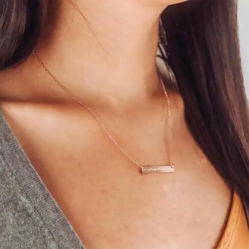 Coordinates Bar Necklace with Custom Longitude and Latitude Locations, Gold Filled or Sterling Silver Bar Necklace, Personalized Name Necklace in Kuwait