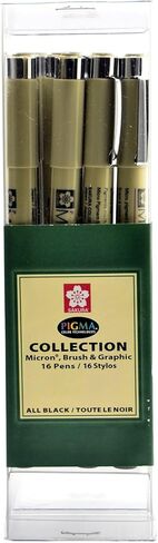SAKURA Pigma Micron Fineliner Pens - Archival Black Ink Pens - Pens for Writing, Drawing, or Journaling - Assorted Point Sizes - 6 Pack in Kuwait