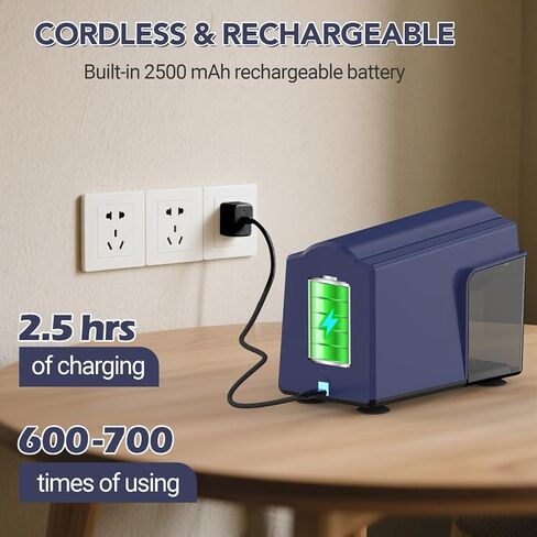 Afmat Electric Pencil Sharpener Heavy Duty ، 6 ثقوب ، فائقة السوبر ، التوقف التلقائي وحفظ أقلام الرصاص ، 10000 مرات شحذ ، وضيع قلم رصاص قابل لإعادة الشحن لمدة 6-11 ملم رقم 2/كبيرة/ملونة ، أسود in Kuwait