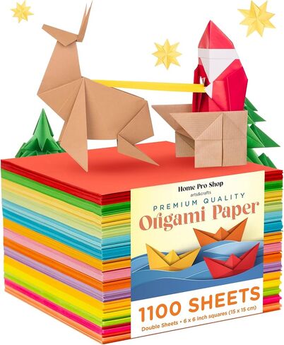 Origami Paper - 1100 Sheets - Double Sided 6x6 inches Origami Squares - 15 Vibrant Colors - Origami Set for Kids - Easy Fold Origami Papers for Arts & Crafts - Quality Paper Origami Sheets in Saudi Arabia