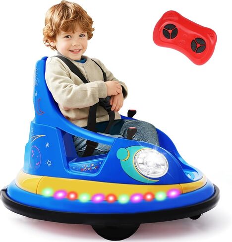 12V Kids Electric المصد سيارة للأطفال الصغار-لعبة Kiddokidz Ride-On مع Parent Remote ، 360 ° تدور ، أضواء وأصوات ، ملصقات DIY 2 PCS ، 2 سرعتين ، وردي in Saudi Arabia