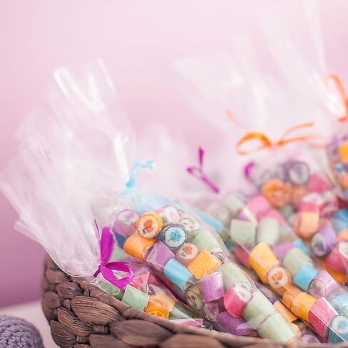 أكياس حلوى على شكل مخروطي، أكياس حلوى سيلوفان على شكل مخروطي شفاف مقاس 7 × 15 بوصة، أكياس بلاستيكية مثلثة مخروطية للمكافآت، هدايا الفشار، الحلوى، 100 قطعة in Kuwait