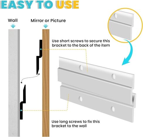 المربط الفرنسي والصور والمرآة شماعات ، المربط الفرنسي من الألومنيوم ، أقواس تثبيت الجدار الأمامي مع مسامير (زوج 12 بوصة 1 ، دعم 100 رطل) in Kuwait