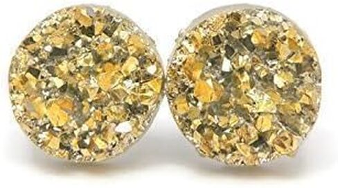 مشبك ذكي غير مرئي على أقراط Druzy الصناعية للأذنين غير المثقوبة مقاس 8 مم (رمادي معدني) in Kuwait