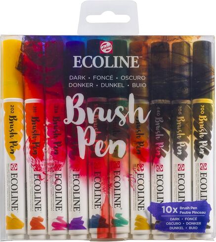Ecoline Brush Pen Set of 10 Liquid Watercolor Pens – Grey Shades | Blendable Brush Markers for Hand Lettering, Drawing, & Crafts in Saudi Arabia