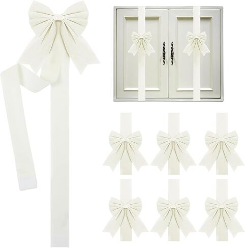 Syhood Christmas Cabinet Big Bows Door Decorative Ribbon Bow Festive Large Bow Ribbon Cabinet Ribbon Bows for Kitchen Cabinets Furniture Room Decorations (Gold,6 Pieces) in Saudi Arabia