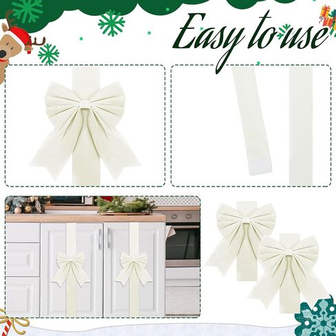Syhood Christmas Cabinet Big Bows Door Decorative Ribbon Bow Festive Large Bow Ribbon Cabinet Ribbon Bows for Kitchen Cabinets Furniture Room Decorations (Gold,6 Pieces) in Saudi Arabia