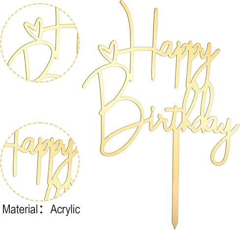 2pcs Happy Birthday Cake Toppers Pink Happy Birthday Cake Decorations Birthdays Decorations Birthdays Cake Supplies for Celebrating Anniversary Party in Saudi Arabia