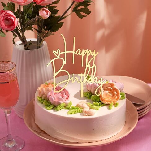 2pcs Happy Birthday Cake Toppers Pink Happy Birthday Cake Decorations Birthdays Decorations Birthdays Cake Supplies for Celebrating Anniversary Party in Saudi Arabia