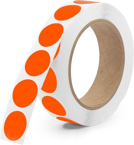 Fluorescent Red 1-Inch Circle Dot Stickers – 1,000 Round Adhesive Labels per Roll, Colored Stickers for Garage Sale Price Tags, Classroom, Inventory, Office & Yard Sale Supplies, Made in USA in Saudi Arabia