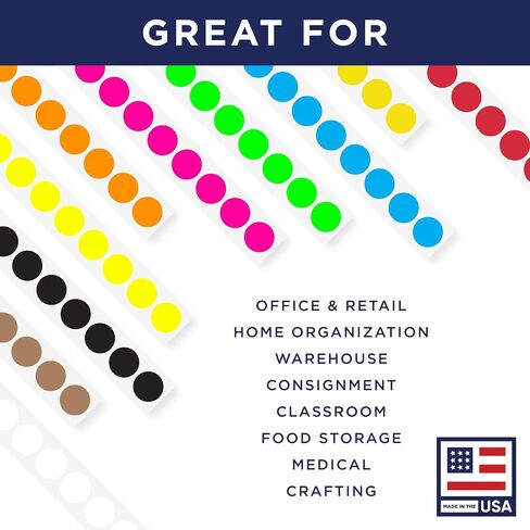 Fluorescent Red 1-Inch Circle Dot Stickers – 1,000 Round Adhesive Labels per Roll, Colored Stickers for Garage Sale Price Tags, Classroom, Inventory, Office & Yard Sale Supplies, Made in USA in Saudi Arabia