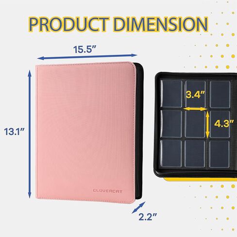 حافظة بطاقات رفيعة مكونة من 9 جيوب من كلوفيركات، حافظة بطاقات تجارية مسطحة للرياضة والألعاب، حامل عرض ألبوم التداول، كتاب تخزين، 20 صفحة 360 بطاقة ألبوم جيب مزدوج الجوانب لـ Yugioh، MTG وTCG in Kuwait