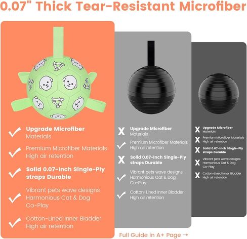 كرة كرة القدم للكلاب ، كرة كرة قدم دائمة مع الأشرطة ، ألعاب جلب الماء ، ألعاب الكلب في الهواء الطلق ، هدية عيد ميلاد جرو ممتع للكلاب الصغيرة والمتوسطة ، 6 بوصات in Kuwait