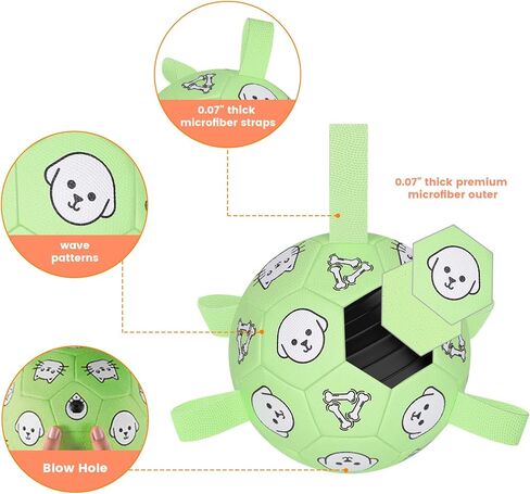 كرة كرة القدم للكلاب ، كرة كرة قدم دائمة مع الأشرطة ، ألعاب جلب الماء ، ألعاب الكلب في الهواء الطلق ، هدية عيد ميلاد جرو ممتع للكلاب الصغيرة والمتوسطة ، 6 بوصات in Kuwait