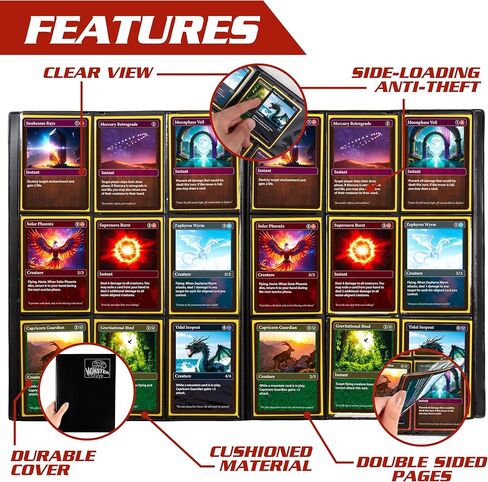 Monster Binder- 9 Pocket Side Loading Trading Card Album - Matte White w/White Pages -Holds 360 Standard Size TCGs - Compatible w/Yugioh, Magic The Gathering, Pokémon & Sports Cards - Secure Storage in Saudi Arabia