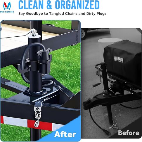 MICTUNING Heavy Duty Trailer Towing Organizer Powder Coating, Aluminum Chain Holder, 7 Way Plug Cover, a Lanyard with Aluminum Ferrule, Durable, Anti-Rust, Upgraded Design in Saudi Arabia