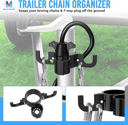 MICTUNING Heavy Duty Trailer Towing Organizer Powder Coating, Aluminum Chain Holder, 7 Way Plug Cover, a Lanyard with Aluminum Ferrule, Durable, Anti-Rust, Upgraded Design in Saudi Arabia