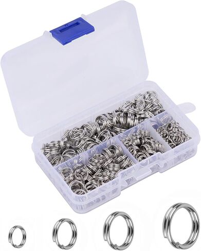 200 Pieces Stainless Steel Split Ring Small Key Chain Ring for Home Car Keys Organization and Ornament Crafts, 2 Sizes(8mm and 10mm Diameter) in Kuwait