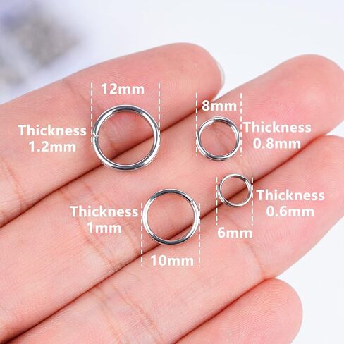 200 Pieces Stainless Steel Split Ring Small Key Chain Ring for Home Car Keys Organization and Ornament Crafts, 2 Sizes(8mm and 10mm Diameter) in Kuwait