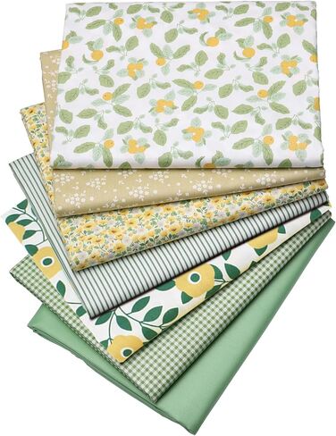 Lemon Fish Cat Print Cotton Fabric Fat Quarter Bundles - Soft Quilting Fabric Material for Sewing, Crafts, Pet, Bags, Upholstery, and Doll Clothes, 6 pcs 15.7" x 19.7" Pre Cut in Kuwait