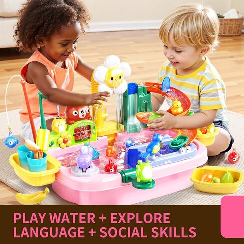 Pupu Pig Water Table, Play Sink with Electric Faucet, Toddler Toys Ages 3+ in Saudi Arabia