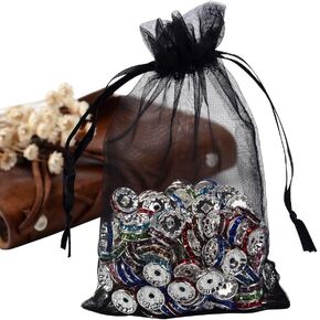 PH PandaHall 100 PCS 5x7 inch Chocolate Organza Drawstring Bags Party Wedding Favors Bag Jewelry Pouches Mesh Sheer Drawstring Bags Gift Bags for Baby Shower Birthday Party Valentine's Day Christmas in Kuwait