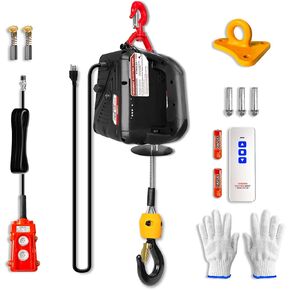 YATOINTO 3 in 1 Electric Hoist Winch, 1100lbs Portable Electric Power Winch with Wire and Wireless Remote Control, 110V Electric Hoist Crane, Overload Protection 25ft Lifting Height for Towing in Kuwait