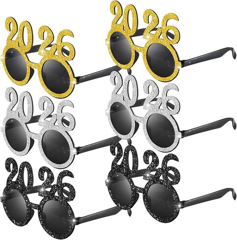 Kanayu 6 Pairs 2024 Glasses 2024 New Years Glasses New Years Number Party Eyeglasses Family Reunion Photo Booth Props for New Year Holiday Celebration Party Supplies Favors in Saudi Arabia