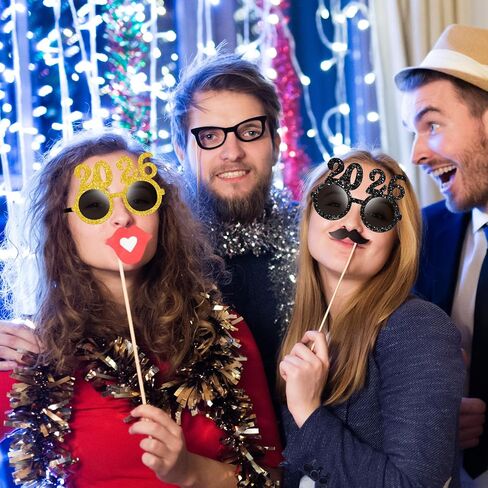 Kanayu 6 Pairs 2024 Glasses 2024 New Years Glasses New Years Number Party Eyeglasses Family Reunion Photo Booth Props for New Year Holiday Celebration Party Supplies Favors in Saudi Arabia