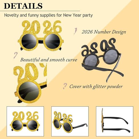 Kanayu 6 Pairs 2024 Glasses 2024 New Years Glasses New Years Number Party Eyeglasses Family Reunion Photo Booth Props for New Year Holiday Celebration Party Supplies Favors in Saudi Arabia
