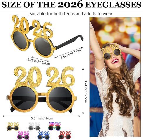 Kanayu 6 Pairs 2024 Glasses 2024 New Years Glasses New Years Number Party Eyeglasses Family Reunion Photo Booth Props for New Year Holiday Celebration Party Supplies Favors in Kuwait