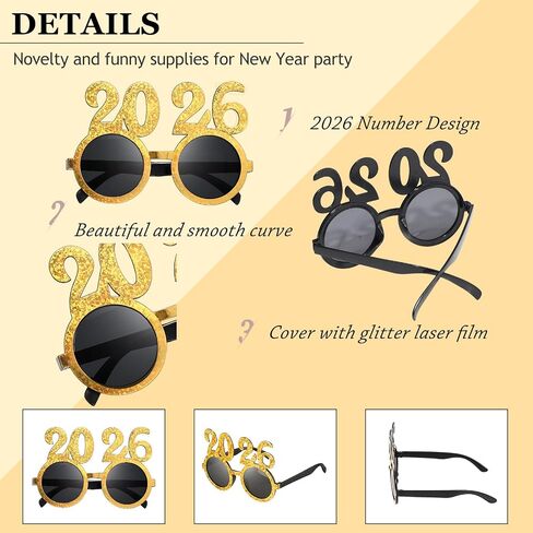 Kanayu 6 Pairs 2024 Glasses 2024 New Years Glasses New Years Number Party Eyeglasses Family Reunion Photo Booth Props for New Year Holiday Celebration Party Supplies Favors in Kuwait