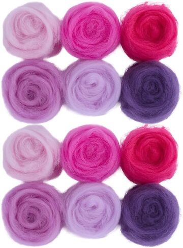 18Pcs 6 Colors Wool Roving Bulk Needle Felting Yarn Blue Green Mixed Color Ocean Forest Art Design Wet Felt Handcraft Fibre Wool Yarn for Blending Weaving DIY Craft Materials Supplies Adults in Saudi Arabia